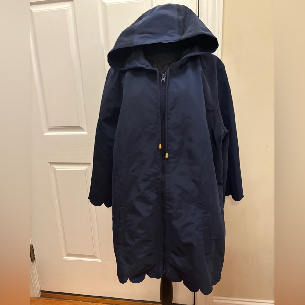 Plus size crown and ivy navy jacket with scallop details